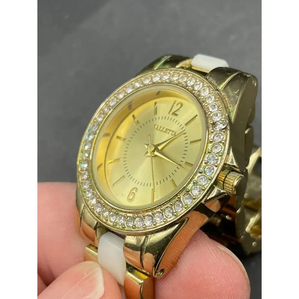 Vintage Valletta Women's Watch FMDCT562A Gold Tone Rhinestone Bezel 30MM